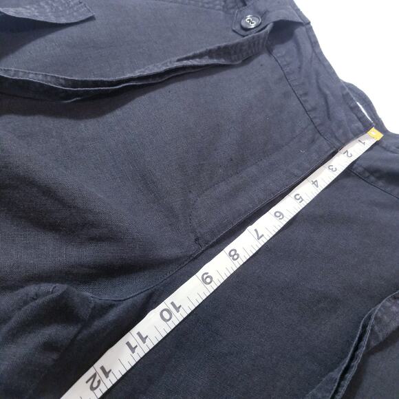 Talbots Petites Iris Linen Black Belted Straight Leg Pants - Picture 6 of 10